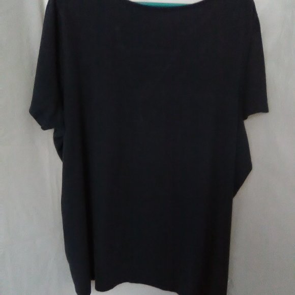 Basic Edition Women's Short Sleeve Top Color Navy Size 3X - Picture 4 of 5